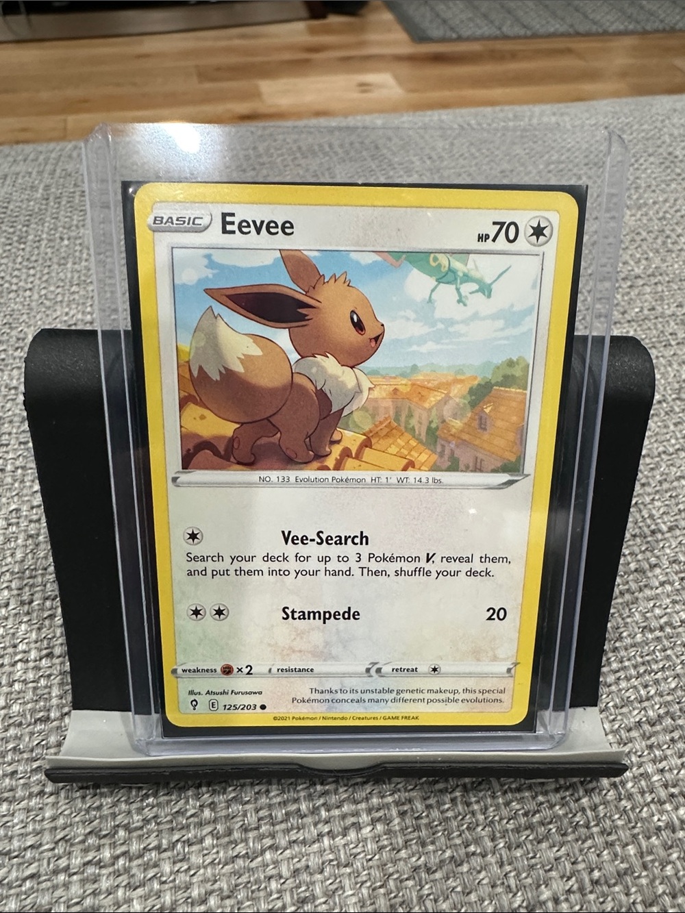 Pokemon Eevee Trading Card - Yellow Border